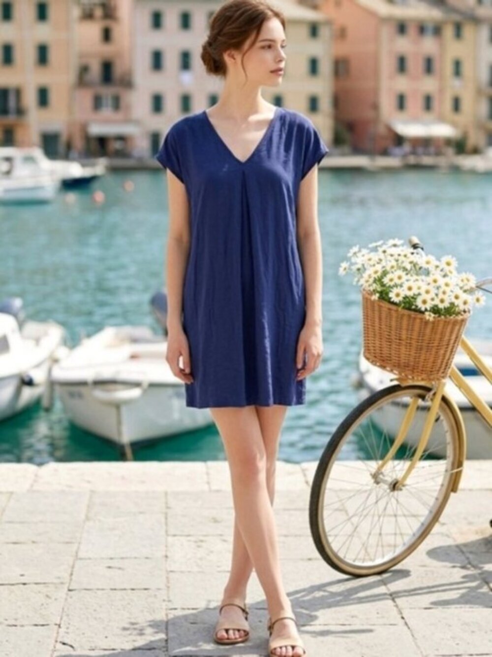 Madewell SZ S Navy Blue Short Sleeve V-Neck Shirt Shift Dress Casual